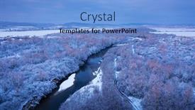  Presentation with winter river - PPT theme having flight-through-majestic-river-frozen background and a light blue colored foreground