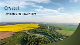  Presentation with river forest - Audience pleasing PPT layouts consisting of flight-through-majestic-river-lush backdrop and a light blue colored foreground