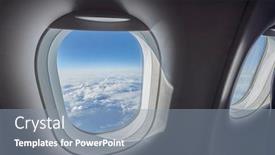  Presentation with flight - Beautiful PPT theme featuring flight-view-above-the-clouds backdrop and a mint green colored foreground