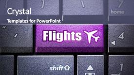  Presentation with keyboard - Audience pleasing theme consisting of flights button on the computer backdrop and a ocean colored foreground