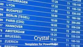  Presentation with airport departure arrival information board - Beautiful PPT theme featuring flights information board in airport backdrop and a  colored foreground