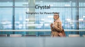  Presentation with computer vision and image processing - Slides having flights tickets - young female passenger background and a light blue colored foreground