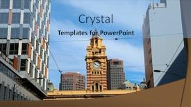  Presentation with australia melbourne - PPT theme having flinders-street-railway-station-surround background and a light blue colored foreground