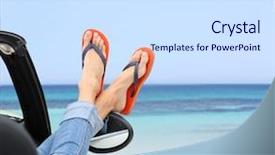  Presentation with feet - PPT theme with flip - closeup of woman's feet background and a sky blue colored foreground