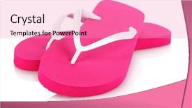  Presentation with pink white - Slide set featuring flip - pink beach shoes isolated background and a coral colored foreground