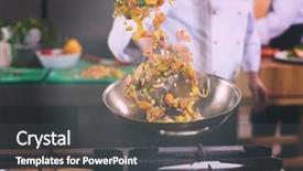  Presentation with chef - Presentation with flip - young male chef flipping vegetables background and a dark gray colored foreground