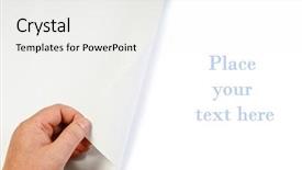  Presentation with page flip - Presentation theme featuring flip book pages - hand is turning a page background and a white colored foreground