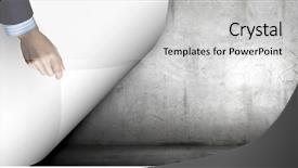  Presentation with turning page - PPT theme consisting of flip book pages - human hand turning white blank background and a light gray colored foreground