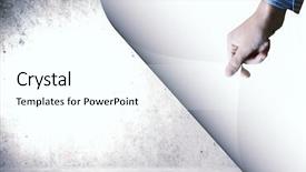  Presentation with turning page - Cool new presentation theme with flip book pages - human hand turning white blank backdrop and a cool aqua colored foreground