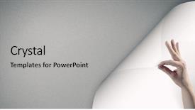  Presentation with turning page - Theme consisting of flip book pages - human hand turning white blank background and a light gray colored foreground