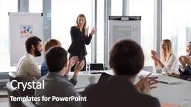  Presentation with business partner people joining hand - Slide deck enhanced with flip chart - business people clapping hands background and a dark gray colored foreground