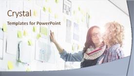  Presentation with create space - Amazing slides having flip chart - businesswoman giving presentation to colleagues backdrop and a cream colored foreground