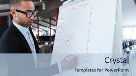 Presentation with smart - Amazing slides having flip chart - smart concentrated businessman writing something backdrop and a light blue colored foreground
