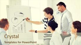  Presentation with team - Colorful theme enhanced with flip chart - smiling business team working backdrop and a soft green colored foreground