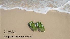  Presentation with slipper - Slide deck having flip-flop-slipper-with-green background and a coral colored foreground