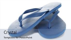  Presentation with shoes - Presentation theme enhanced with flip flops - blue beach shoes isolated background and a teal colored foreground