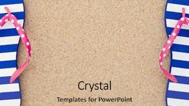  Presentation with beach frame - Beautiful presentation theme featuring flip flops - colorful flipflop pairas a frame backdrop and a soft green colored foreground