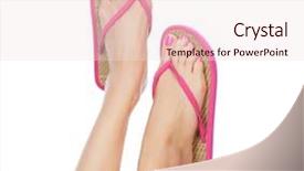  Presentation with pink and white balloons - Presentation theme featuring flip flops - funny pink sandals on female background and a lemonade colored foreground
