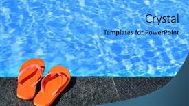  Presentation with jumping into a pool - Presentation design with flip flops - sandals by a pool background and a light blue colored foreground