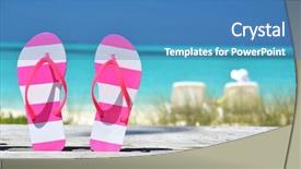  Presentation with bahamas - Colorful presentation design enhanced with flip-flops against ocean exuma backdrop and a teal colored foreground