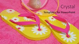  Presentation with shell - Audience pleasing presentation design consisting of flip flops and shell bucket backdrop and a coral colored foreground