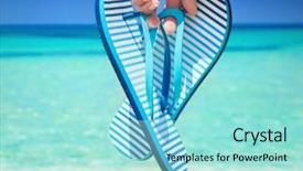  Presentation with hat and flip flop - Presentation theme featuring flip flops on a beach background and a arctic colored foreground