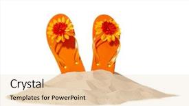  Presentation with footprints and sand sun - Beautiful presentation theme featuring flip-flops on a sunny backdrop and a lemonade colored foreground