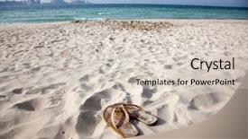  Presentation with hat and flip flop - Presentation theme featuring flip flops on sandy beach background and a lemonade colored foreground