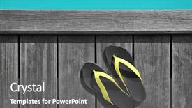  Presentation with resort - Colorful slides enhanced with powtoon - flip-flops on wooden pontoon backdrop and a  colored foreground