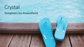  Presentation with resort - Amazing slides having powtoon - flip-flops on wooden pontoon backdrop and a  colored foreground