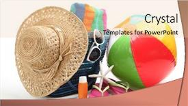  Presentation with beach ball - Theme having flip flops sunblock beach ball background and a lemonade colored foreground