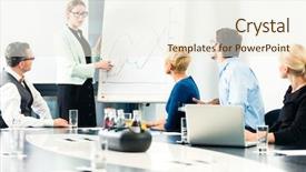  Presentation with team - Theme consisting of flipchart and explaining the development background and a sky blue colored foreground