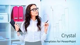  Presentation with office - Presentation theme having flipped classroom - business woman making a presentation background and a cool aqua colored foreground