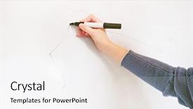  Presentation with women - Presentation design featuring flipped classroom - closeup hand student women writes background and a white colored foreground