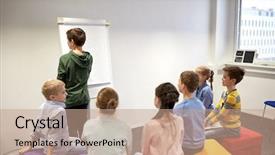  Presentation with school professional learning community - Amazing PPT layouts having flipped classroom - education elementary school learning backdrop and a coral colored foreground