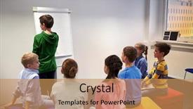  Presentation with elementary school - Presentation theme featuring flipped classroom - education elementary school learning background and a coral colored foreground