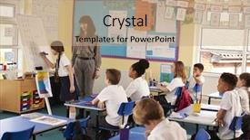  Presentation with flip chart - Audience pleasing slides consisting of flipped classroom - schoolgirl writing on flip chart backdrop and a coral colored foreground