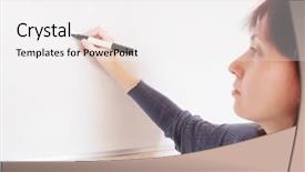  Presentation with women - PPT theme consisting of flipped classroom - student women writes background and a white colored foreground