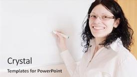  Presentation with student - PPT layouts having flipped classroom - student women writes background and a lemonade colored foreground