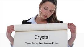  Presentation with flip chart - Beautiful presentation featuring flipped classroom - woman holding roll of flip backdrop and a  colored foreground