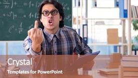  Presentation with math teacher - Theme having flipped classroom - young funny math teacher background and a coral colored foreground