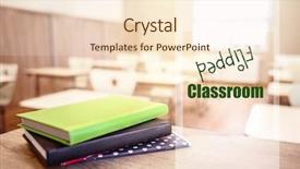  Presentation with school desk - PPT theme consisting of flipped classroom concept books background and a lemonade colored foreground