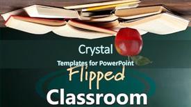  Presentation with classroom - Audience pleasing presentation consisting of flipped classroom concept inversed books backdrop and a tawny brown colored foreground