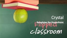  Presentation with classroom - Colorful presentation theme enhanced with flipped classroom concept inversed books backdrop and a ocean colored foreground