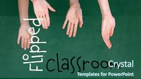  Presentation with children hands - Colorful theme enhanced with flipped classroom concept inversed children' backdrop and a ocean colored foreground