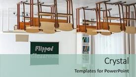  Presentation with interior - Colorful slides enhanced with flipped classroom concept inversed interior backdrop and a mint green colored foreground