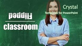  Presentation with teacher - Cool new PPT layouts with flipped classroom concept teacher backdrop and a ocean colored foreground