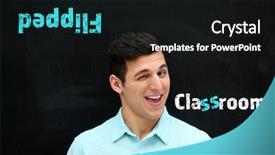  Presentation with classroom - Beautiful presentation featuring flipped classroom concept young teacher backdrop and a black colored foreground