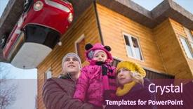  Presentation with three - Presentation enhanced with flipping houses - family of three background and a violet colored foreground