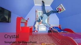  Presentation with daughter - Presentation with flipping houses - father with daughter in children background and a red colored foreground